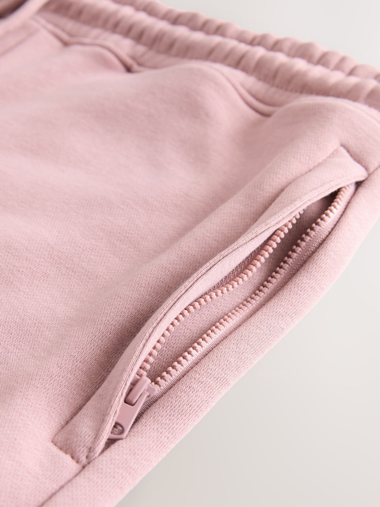 Roze - Geborstelde jersey shorts met ritszakken - Image 7 of 8