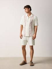 Ecru Cotton Rich Textured Jersey Shorts - Image 4 of 10