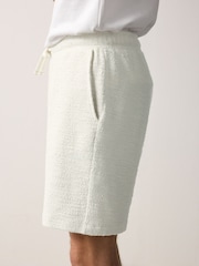 Ecru Cotton Rich Textured Jersey Shorts - Image 7 of 10