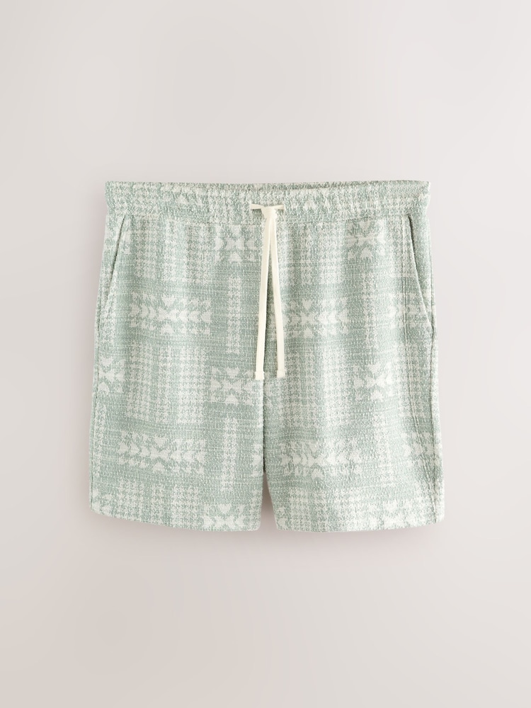 Sage Grün - Jersey-Shorts mit strukturiertem, geometrischem Muster - Image 1 of 4