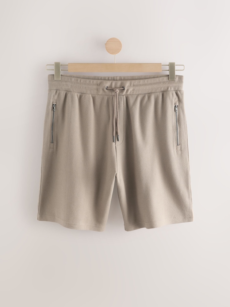 Грибной - Textured Zip Pocket Jersey 100% Cotton Shorts - Изображение 1 из 9