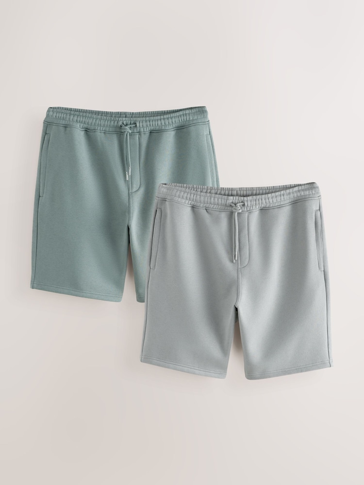 Grey/Seafoam Soft Fabric Jersey Shorts 2 Pack - Image 1 of 8