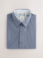 Navy Regular Fit Textured Short Sleeve Smart Shirt - Image 3 of 5
