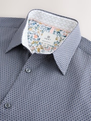 Navy Regular Fit Textured Short Sleeve Smart Shirt - Image 4 of 5