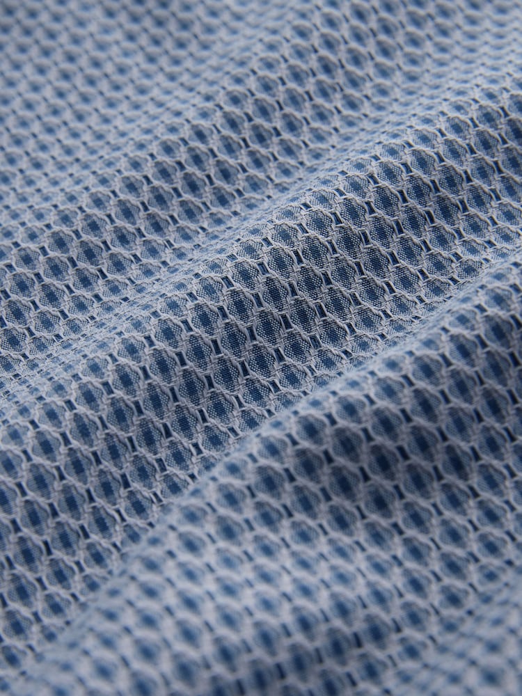 Navy Regular Fit Textured Short Sleeve Smart Shirt - Image 5 of 5