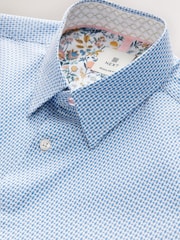 Синий - Textured Short Sleeve Smart Shirt - Изображение 1 из 3