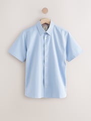 Синий - Textured Short Sleeve Smart Shirt - Изображение 2 из 3