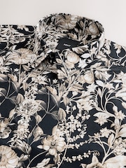 Black Mono Regular Fit Kew Collection 100% Cotton Floral Short Sleeve Shirt - Image 2 of 3