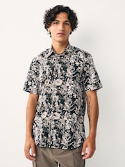 schwarz/monochrom - Kew Kollektion – Kurzarmhemd aus 100 % Baumwolle mit Blumenmuster - Bild 4 von 7