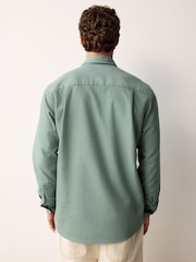 أخضر فاتح - Washed Dobby Long Sleeve Smart Cutaway Collar 100% Cotton Shirt - صورة 3 من 9