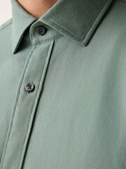 أخضر فاتح - Washed Dobby Long Sleeve Smart Cutaway Collar 100% Cotton Shirt - صورة 6 من 9