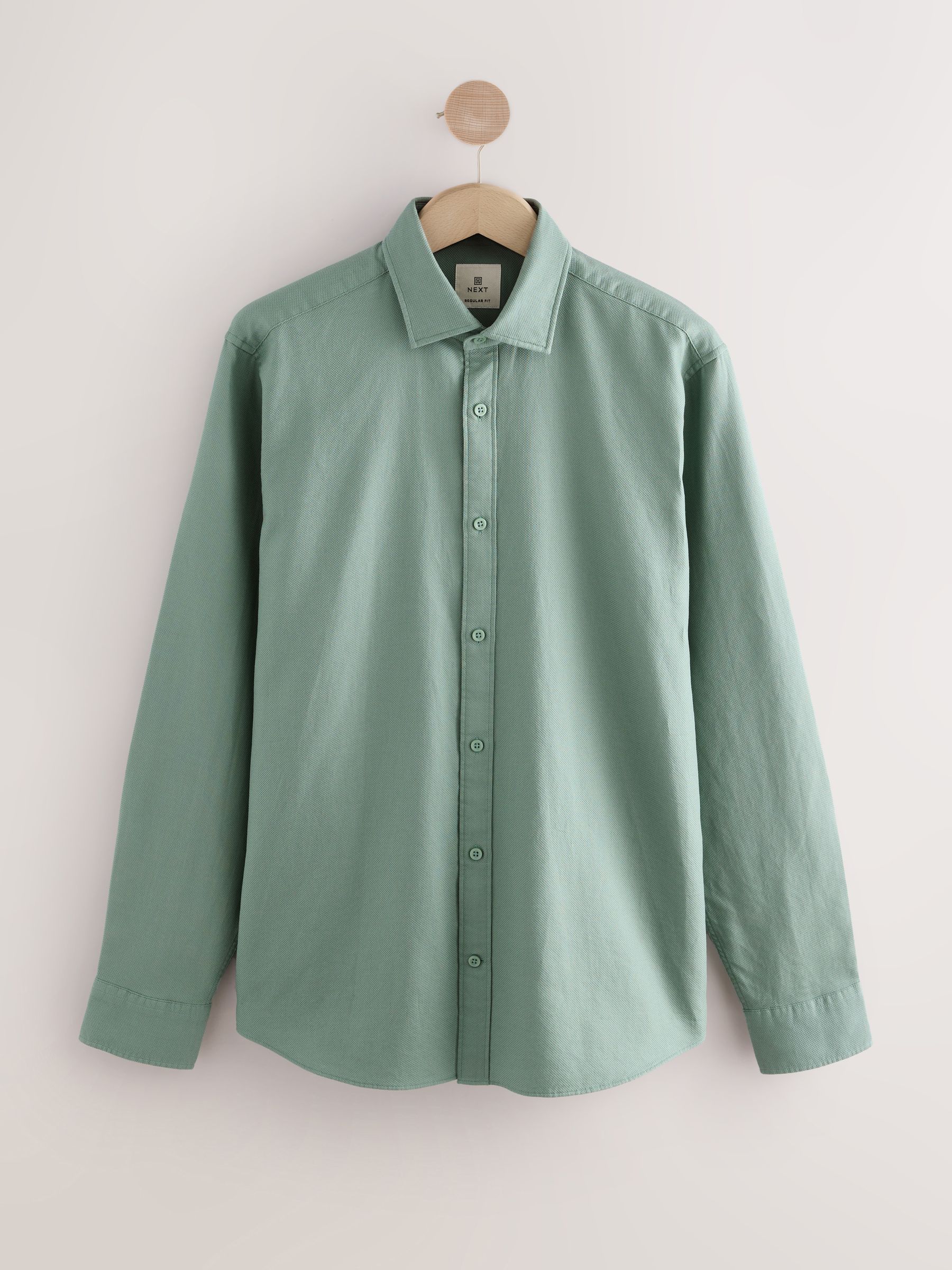 Buy Sage Green Regular Fit Washed Dobby Long Sleeve Smart Cutaway