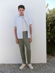 Blue Stripe Regular Fit Short Sleeve Seersucker Shirt - Image 2 of 7