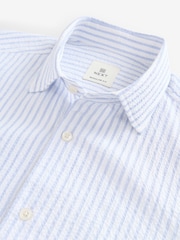 Blue Stripe Regular Fit Short Sleeve Seersucker Shirt - Image 7 of 7