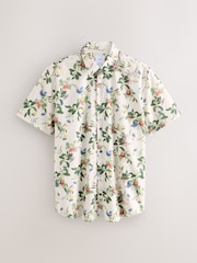 Ecru White Regular Fit Kew Collection 100% Cotton Floral Short Sleeve Shirt - Image 1 of 3