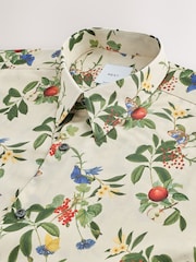 Ecru White Regular Fit Kew Collection 100% Cotton Floral Short Sleeve Shirt - Image 2 of 3