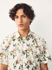 Ecru, Weiß - Kew Kollektion – Kurzarmhemd aus 100 % Baumwolle mit Blumenmuster - Bild 5 von 8