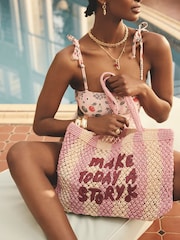Cath Kidston Pink Stripe 100% Cotton Beach Bag - Image 1 of 9