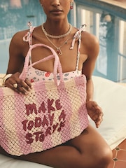 Cath Kidston Pink Stripe 100% Cotton Beach Bag - Image 2 of 9