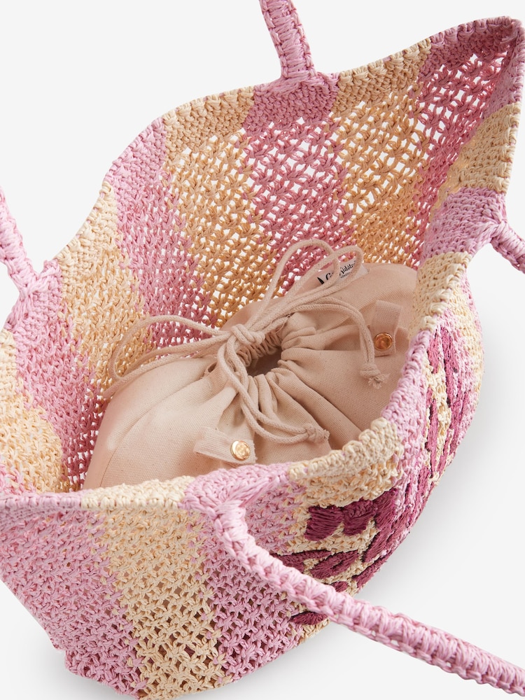 Cath Kidston Pink Stripe 100% Cotton Beach Bag - Image 9 of 9 Cath Kidston Pink Stripe 100% Cotton Beach Bag - Image 9 of 9