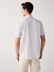 Neutral Brown Regular Fit Short Sleeve Seersucker Shirt - Image 2 of 8
