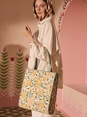 Cath Kidston Yellow Strawberry Garden Quilted Book Bag - Image 1 of 10