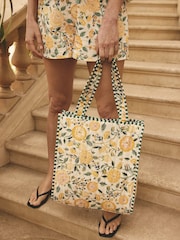 Cath Kidston Yellow Strawberry Garden Quilted Book Bag - Image 7 of 10