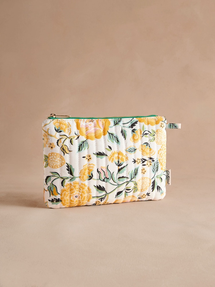 Cath Kidston Yellow Strawberry 100% Cotton Quilted Pouch - Image 1 of 3 Cath Kidston Yellow Strawberry 100% Cotton Quilted Pouch - Image 1 of 3
