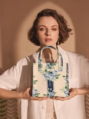 Cath Kidston Navy Garden Stripe Small Coated Book Bag - Image 2 of 5