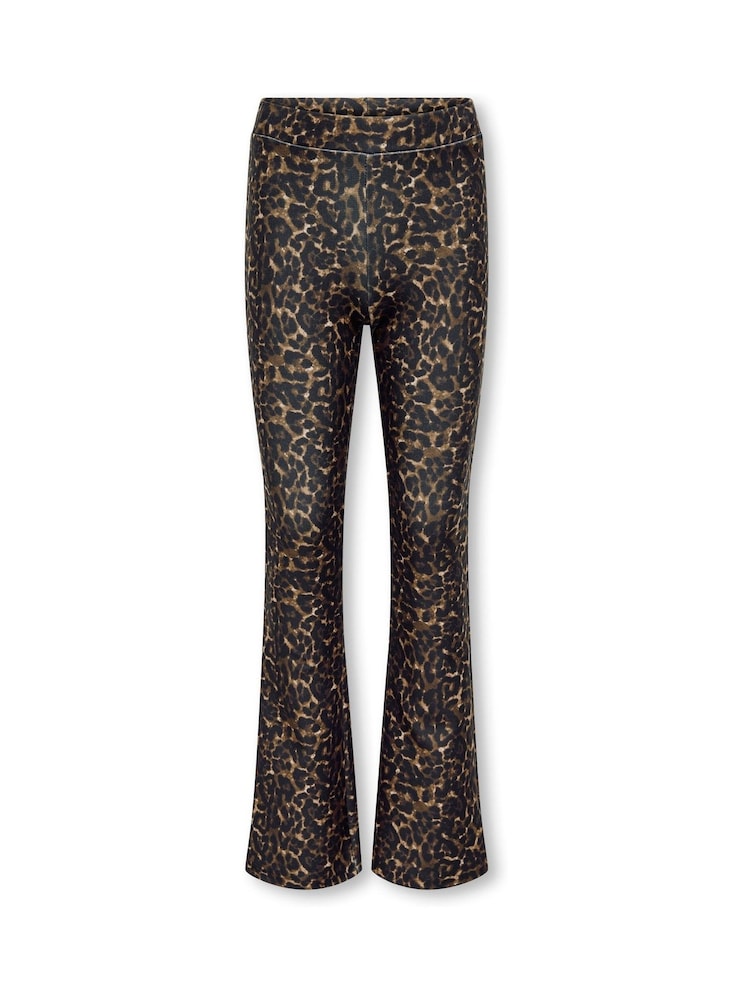 ONLY KIDS Leopard Print Flared Black Trousers - Image 1 of 3