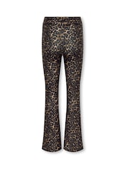 ONLY KIDS Leopard Print Flared Black Trousers - Image 2 of 3