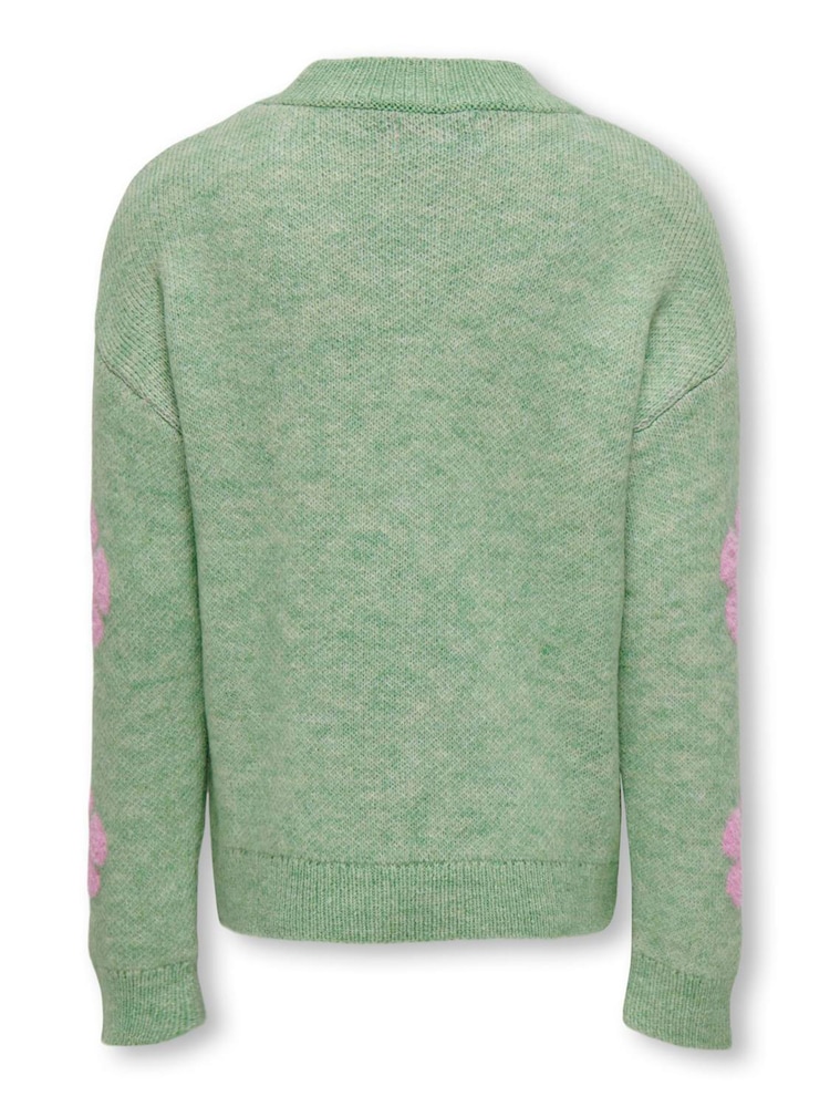 ONLY KIDS Green Floral Detail Cosy Jumper - Image 2 of 2