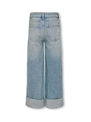 ONLY KIDS Umgeschlagene Jeans mit geradem Bein, verwaschen, blau - Bild 3 von 3