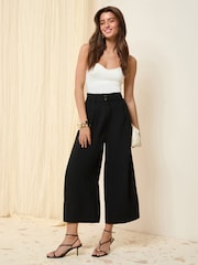 Schwarz - Friends Like These Linen Look Tailored Crop Trousers - Bild 3 von 5