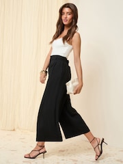 Schwarz - Friends Like These Linen Look Tailored Crop Trousers - Bild 4 von 5