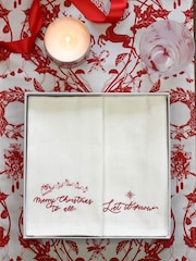 Avalon Home Set of 4 White Christmas Collection Gift Box 100% Cotton Napkins - Image 1 of 6