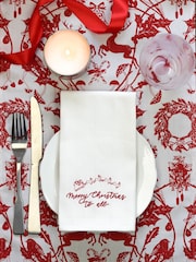 Avalon Home Set of 4 White Christmas Collection Gift Box 100% Cotton Napkins - Image 3 of 6