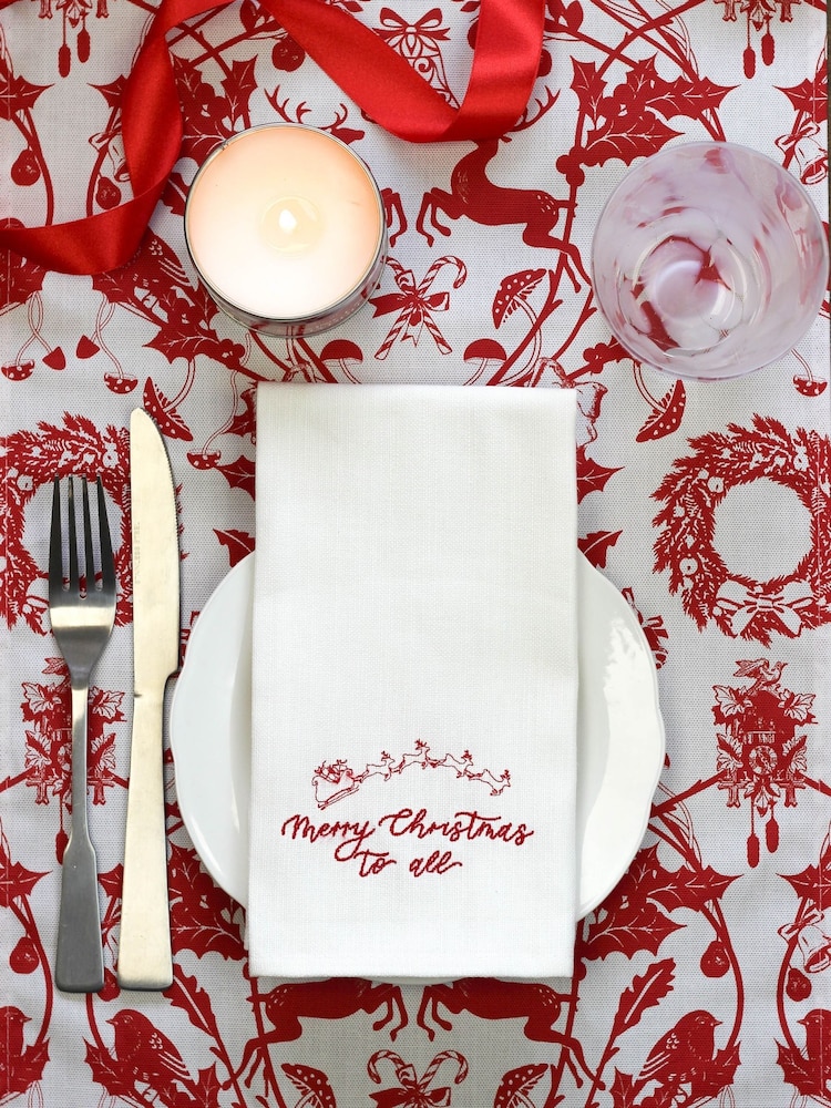 Avalon Home Set of 4 White Christmas Collection Gift Box 100% Cotton Napkins - Image 3 of 6