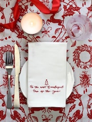 Avalon Home Set of 4 White Christmas Collection Gift Box 100% Cotton Napkins - Image 5 of 6