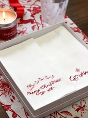 Avalon Home Set of 4 White Christmas Collection Gift Box 100% Cotton Napkins - Image 6 of 6