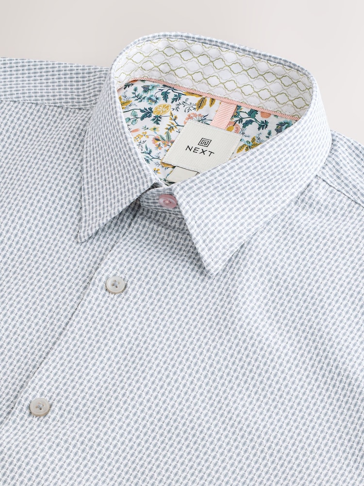 Seafoam Green Regular Fit Textured Short Sleeve Smart Shirt - Image 2 of 3