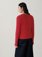 Red Bow Tie Front Knitted Cardigan - Image 4 of 8