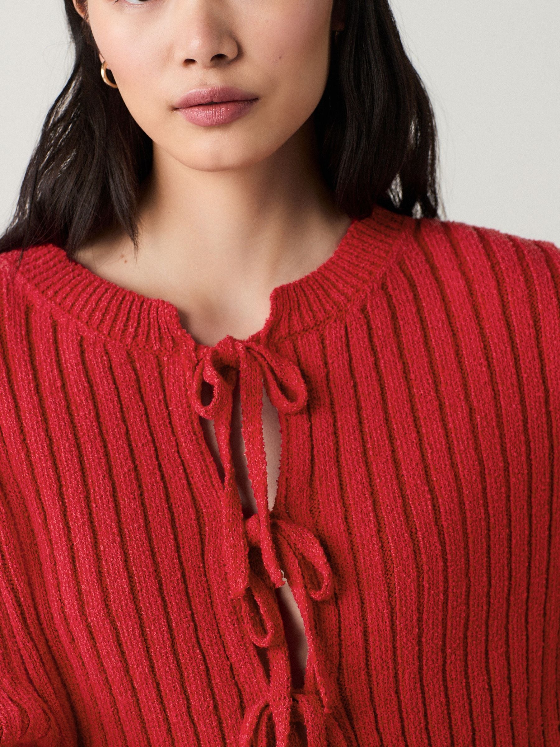 Buy Red Bow Tie Front Knitted Cardigan from Next USA