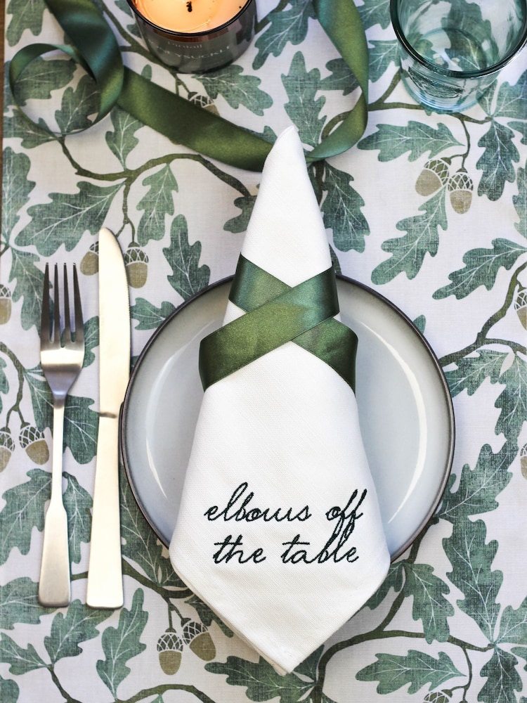 Avalon Home Set of 4 White Manners Collection 100% Cotton Napkins Gift Box - Image 5 of 5