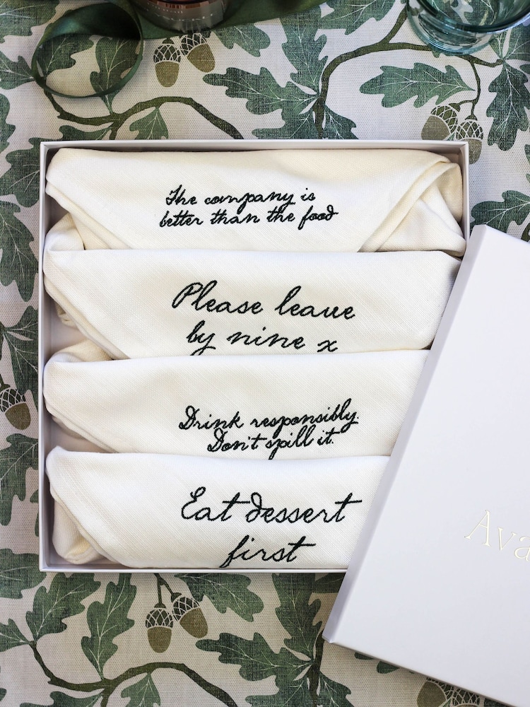 Avalon Home Set of 4 White Viral Collection 100% Cotton Napkins - Image 1 of 5