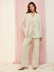 Friends Like These Cream Single Breasted Linen Blend Tailored Blazer - Image 2 of 5