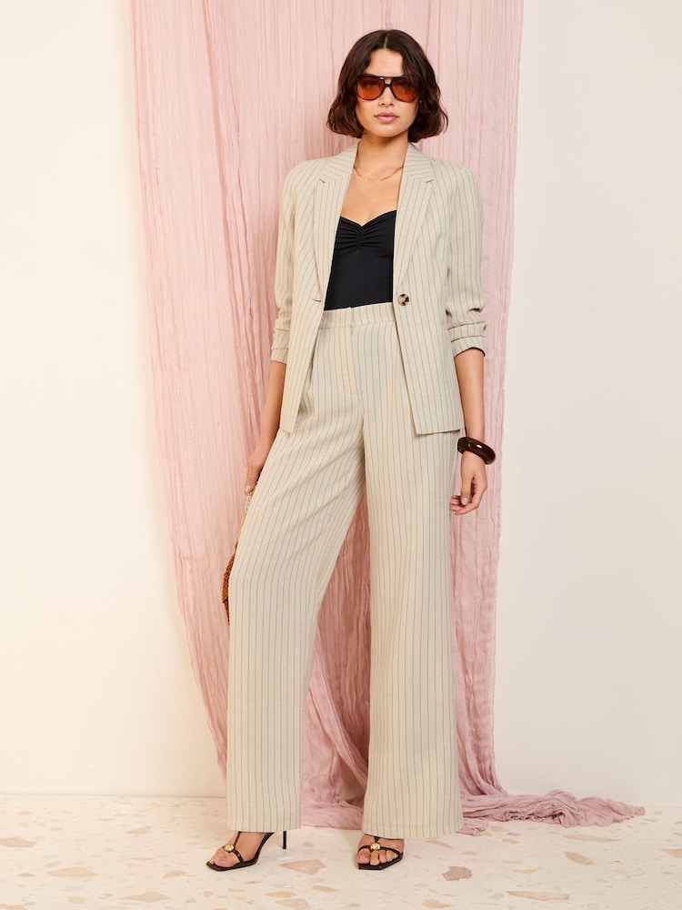 Friends Like These Cream Single Breasted Linen Blend Tailored Blazer - Image 2 of 5