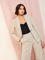 Friends Like These Cream Single Breasted Linen Blend Tailored Blazer - Image 3 of 5