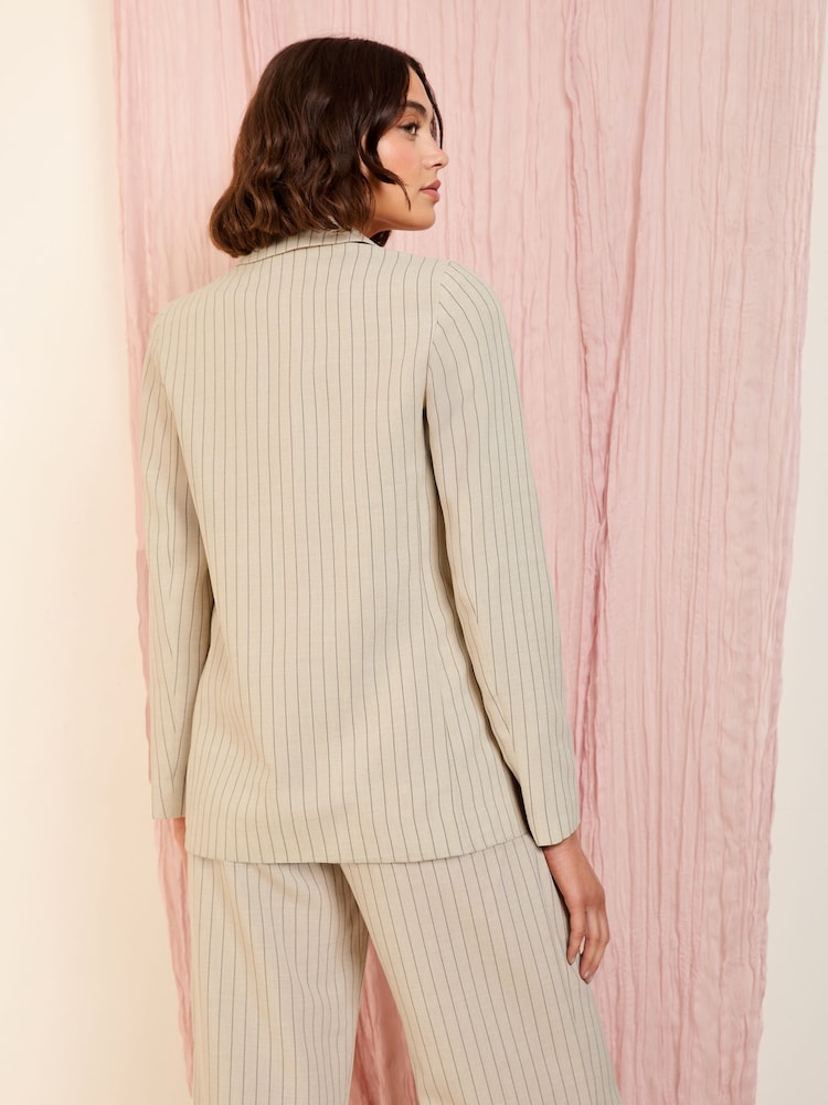 Friends Like These Cream Single Breasted Linen Blend Tailored Blazer - Image 5 of 5