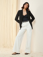 Friends Like These Black Single Breasted Linen Blend Tailored Blazer - Image 4 of 5